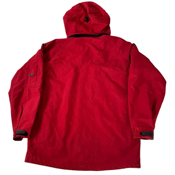 Eddie Bauer Jacket Weatherproof Red & Black 7 Pockets Detachable Hood Sz Small - Picture 4 of 13